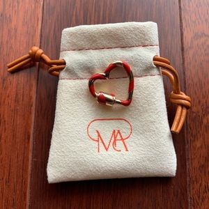 Marla Aaron Enamel Heart Lock - Yellow Gold & Red